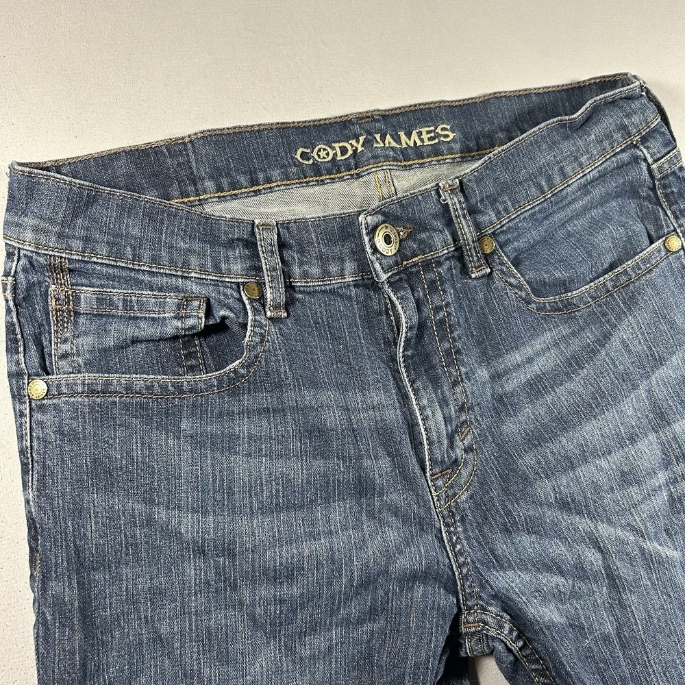 Cody James Mens 33x34 Western Bootcut Jeans Blue Denim Embroidered CJSP20J02